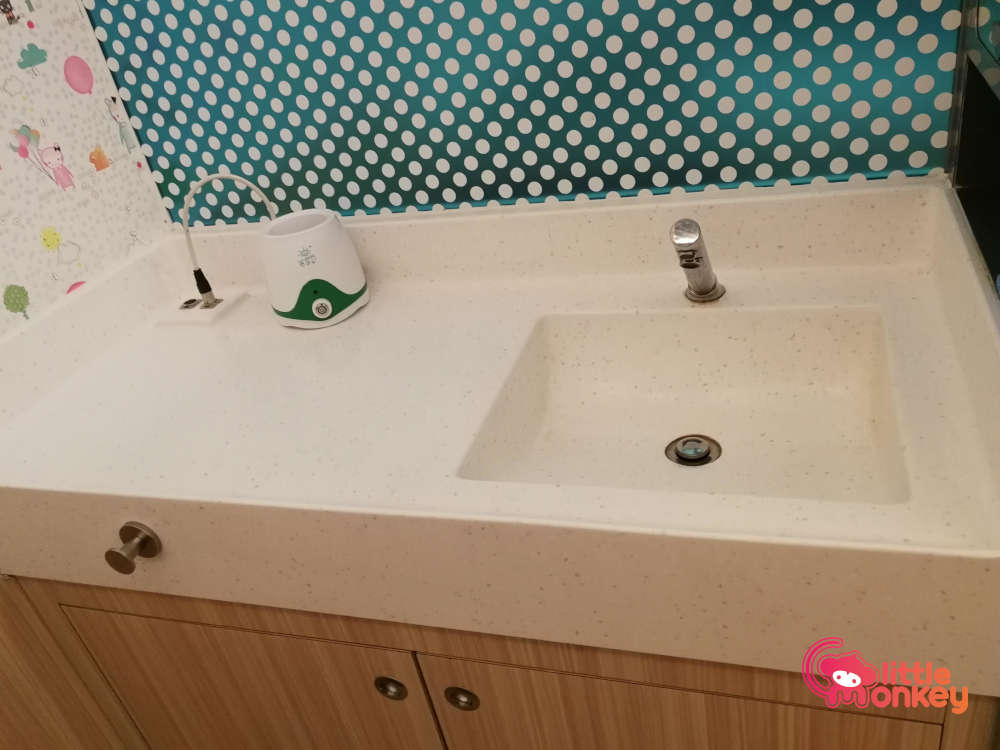 Baby Care Room's Sink and Bottle Warmer